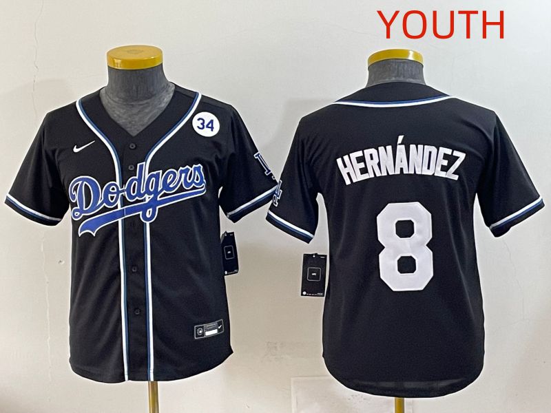 Youth 2025 Los Angeles Dodgers 8 Hernandez Black Three generations Fashion Nike MLB Jersey style 10